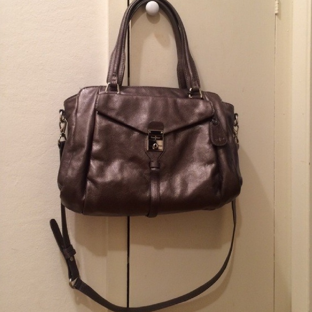 Cole Haan Gun Metal Satchel Crossbody Purse